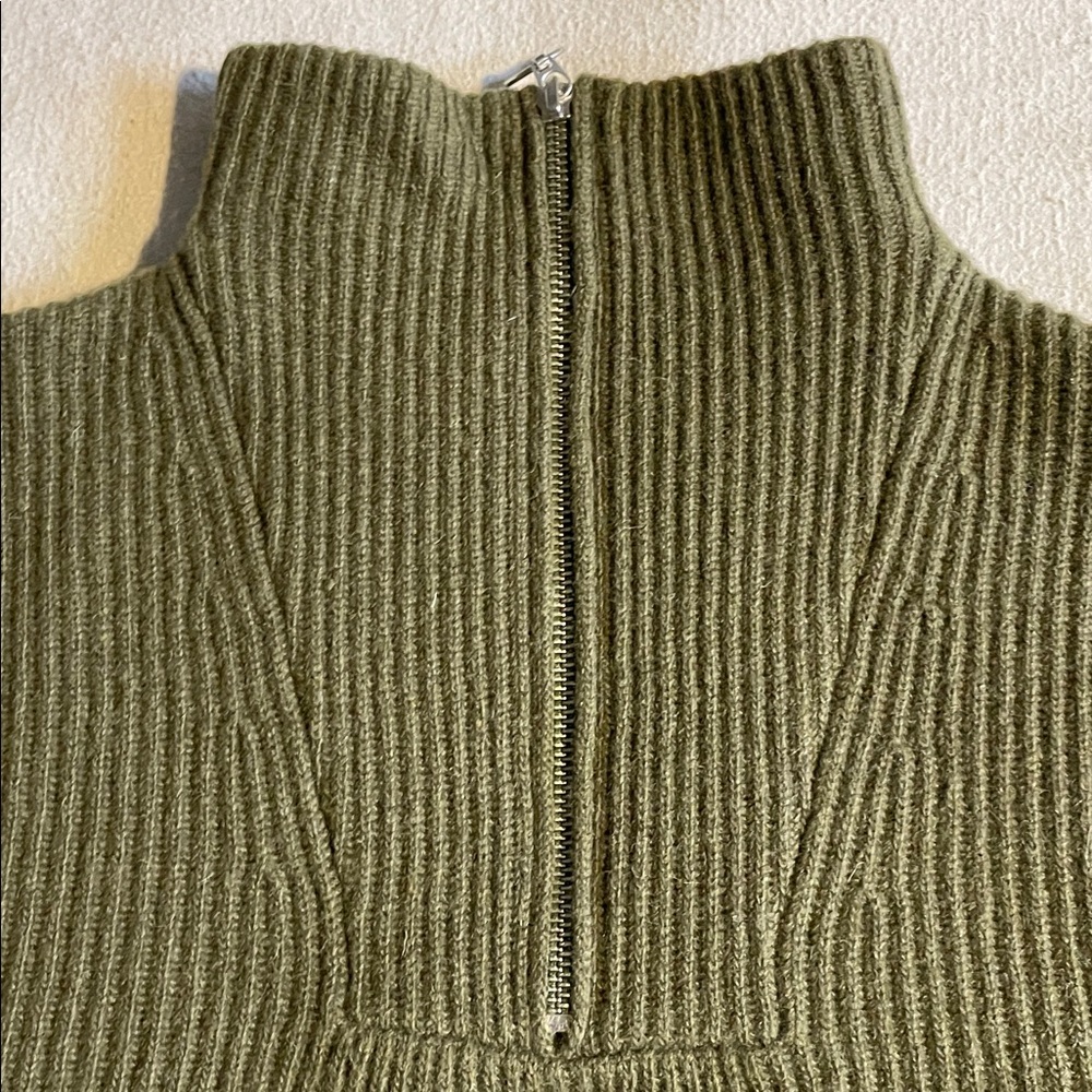 Minimum Olive Ribbed Zip Sweater - Picture 6 of 6